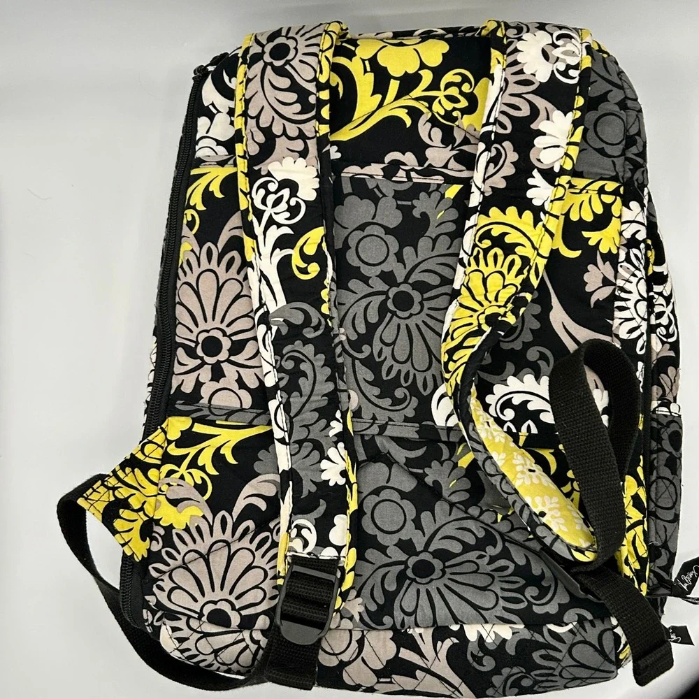 Vera Bradley Provencal Quilted Laptop Backpack Womens Large Yellow Black